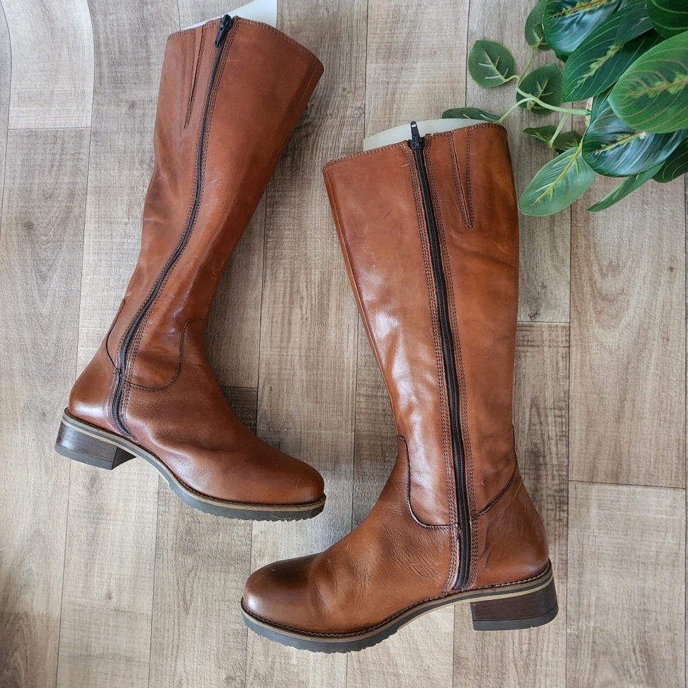 Clarks Tamro Spice Brown Leather Zipper Knee High NIB Boots Size 7 - Picture 11 of 16